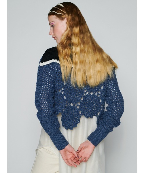 「FURFUR」 ニットカーディガン FREE ブルー レディース_画像2