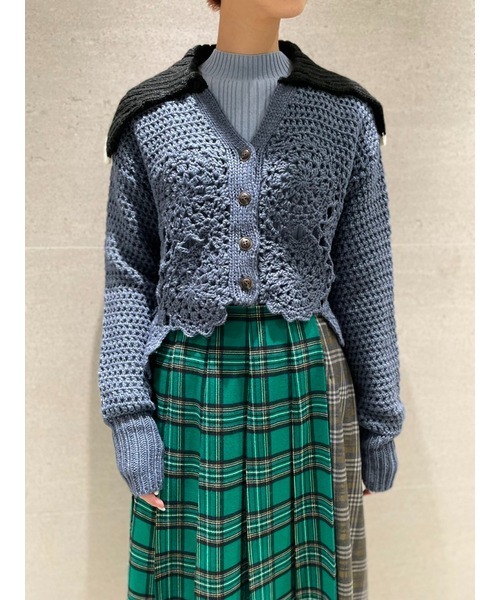 「FURFUR」 ニットカーディガン FREE ブルー レディース_画像4