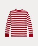 tシャツ ストライプド コットン ロングスリー...の詳細画像1