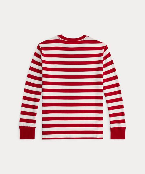 tシャツ ストライプド コットン ロングスリーブ Tシャツ キッズ 子供服 男の子の画像