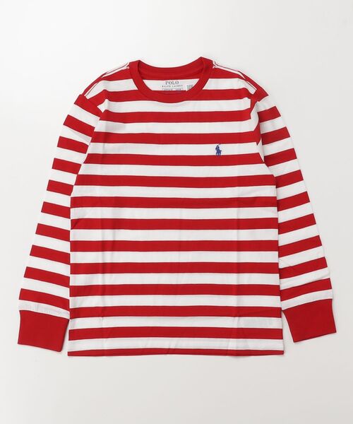 tシャツ ストライプド コットン ロングスリーブ Tシャツ キッズ 子供服 男の子の画像