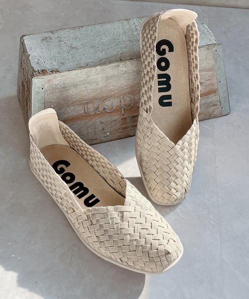 Gomu56　フラットシューズ 　3足セット Gomu 56（ゴムゴム） パンプス 洗える スクエアトゥ 軽量 フラット