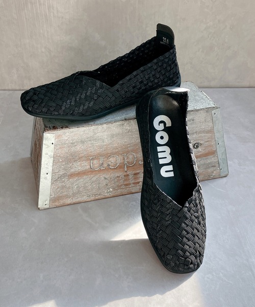 Gomu 56（ゴムゴム） パンプス 洗える スクエアトゥ 軽量 フラット