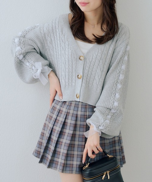 continuer de NICE CLAUP カーディガン 袖レースアップカーデ