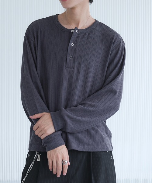「Adoon plain」 長袖Tシャツ MEDIUM チャコールグレー メンズ_画像9