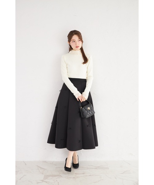 トッコクローゼット スカラッププチハイネックリブニットトップス サックス TOCCO closet - トッコクローゼット スカラッププチハイネック