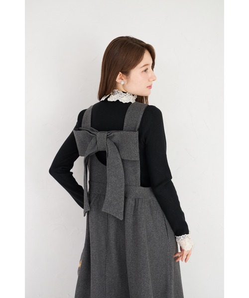 レディース Tomatsu チェックスリーピース+黒のハイネックセーター【4点セット】 ウォッシャブル】ベーシック ボーダー ハイネックニット