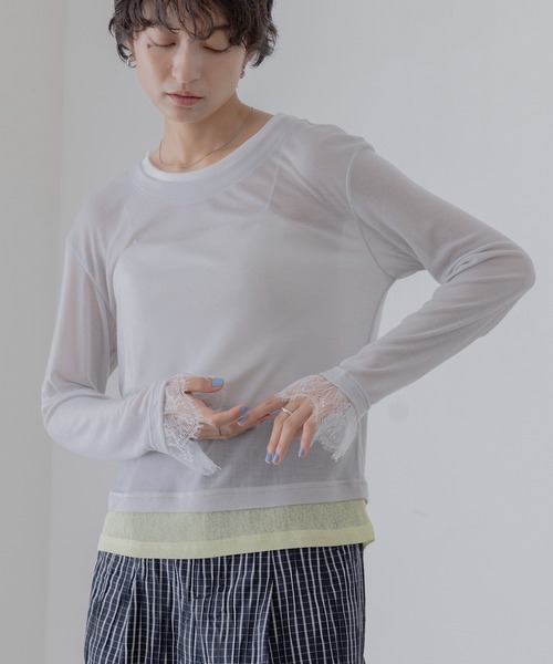 Eimee Law（エイミーロウ） tシャツ レースカフスレイヤードライク