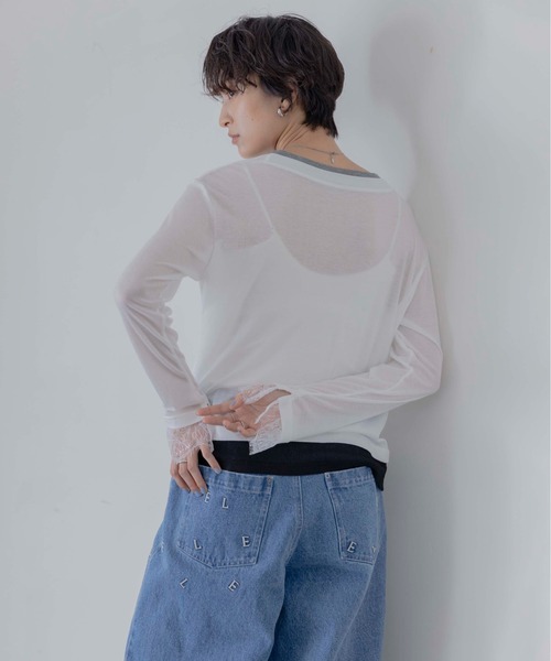 Eimee Law（エイミーロウ） tシャツ レースカフスレイヤードライク