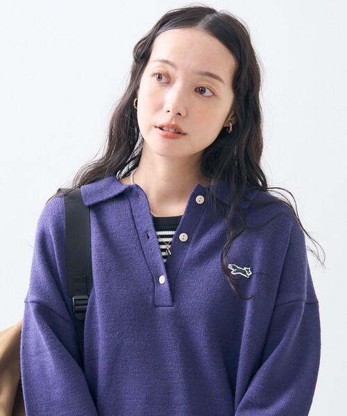 「TOWNCRAFT」 長袖ポロシャツ フリ- ブラック レディース_画像5