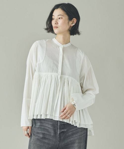 カレンソロジー　Curensology レイヤードギャザーブラウス　白 Curensology（カレンソロジー） ブラウス シャツ /レイヤードギャザー