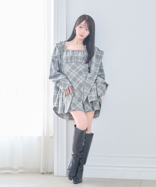 Rose Muse（ロゼミューズ） ワンピース Check cami mini one piece
