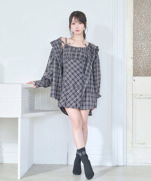 Rose Muse（ロゼミューズ） ワンピース Check cami mini one piece