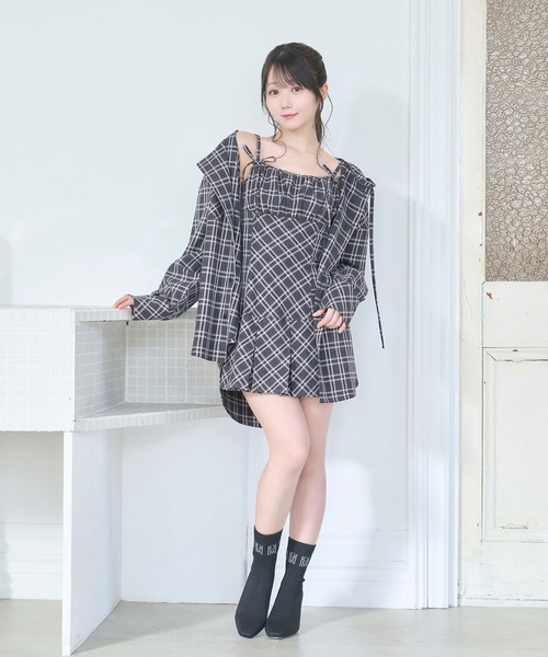 Rose Muse（ロゼミューズ） ワンピース Check cami mini one piece