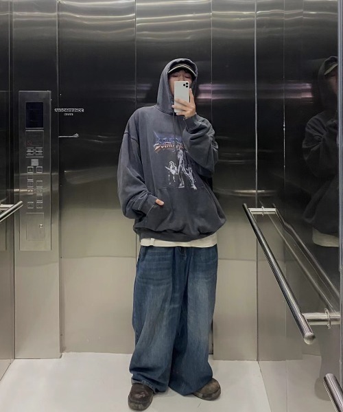「MASONPRINCE」 プルオーバーパーカー L ダークグレー メンズの画像