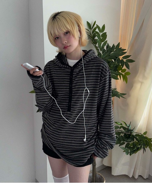 ヘンリーネック tシャツ ヘンリースラブフードロンT レディース メンズ