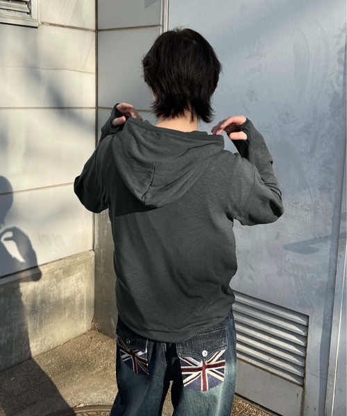 ヘンリーネック tシャツ ヘンリースラブフードロンT レディース メンズ