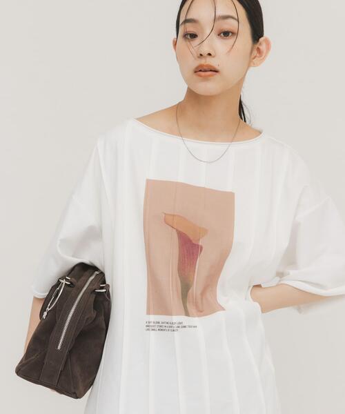 かよぴんページ KBF（ケービーエフ） tシャツ ピンタックフォトプリントTEE レディース