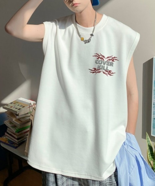 「MGV」 ノースリーブトップス MEDIUM ホワイト メンズ_画像4
