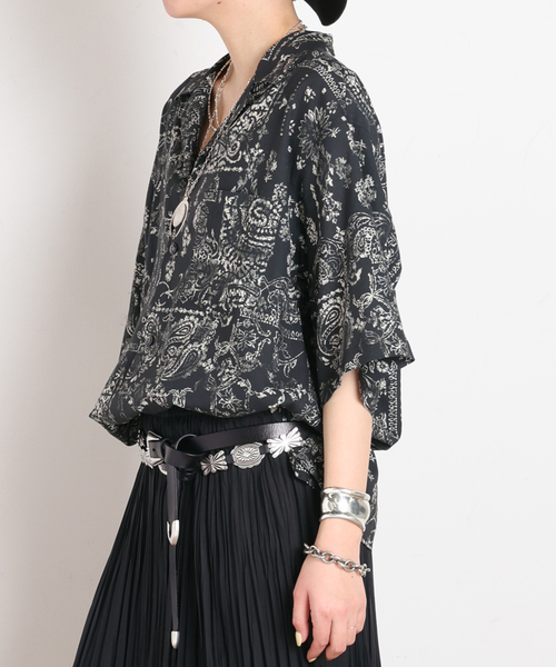 COUTURE'D ADAM スタンドカラーボタニカルペイズリーブラウス 定価42900円 シャツ 25AW ブラック レディース クチュールドアダム【中古】6-0320M♪ COUTURE D'ADAM】Stand Collar Botanical Paisley Blouse（シャツ
