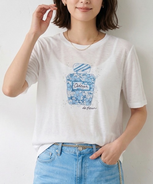 レディース La Pedrera Casa Milà 花柄 半袖Tシャツ 油絵風