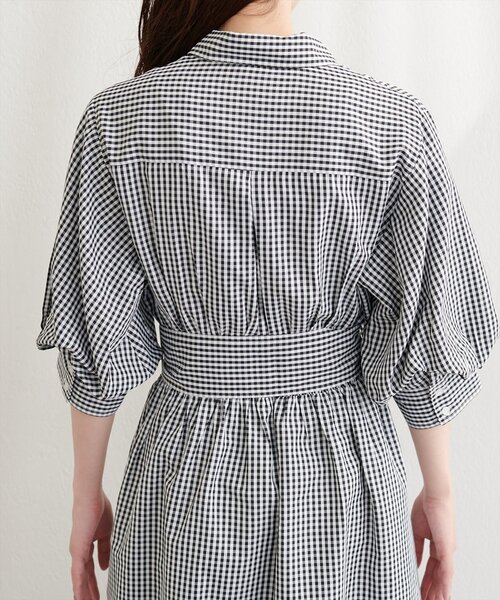 natural couture ワンピース バルーンスリーブシャツワンピース