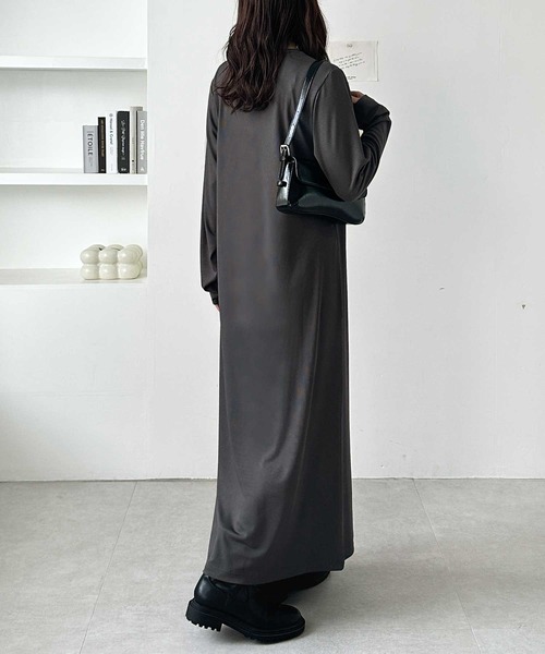 「GeeRA」 長袖ワンピース LARGE チャコール レディース_画像6