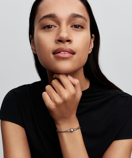 ブレスレット ブラック コード ボックス チェーン ブレスレット レディースの画像
