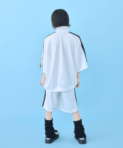 Hauls ジャージ にゃんこ顔文字半袖ジャージセットアップ レディース