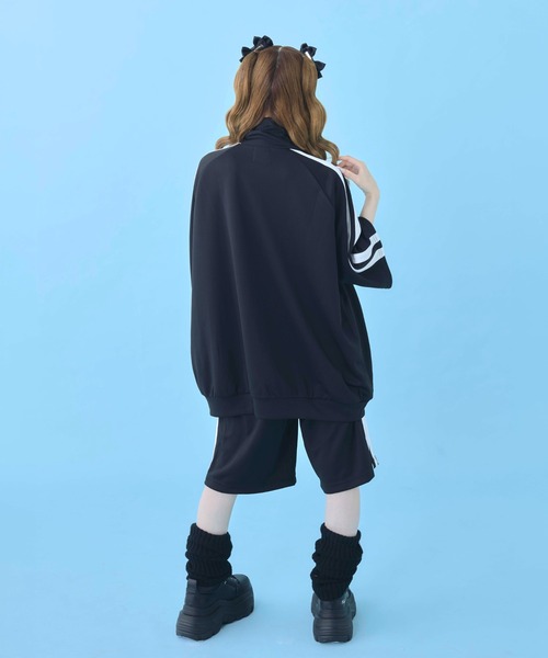Hauls ジャージ にゃんこ顔文字半袖ジャージセットアップ レディース
