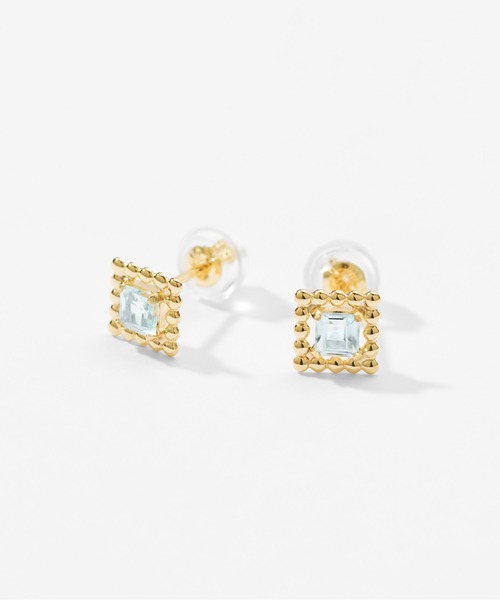 Jewel closet by L&Co. ピアス K10 スクエア カラーストーン ピアス