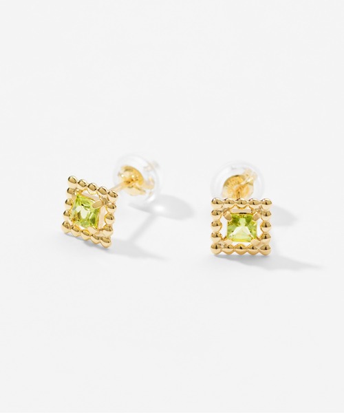 Jewel closet by L&Co. ピアス K10 スクエア カラーストーン ピアス