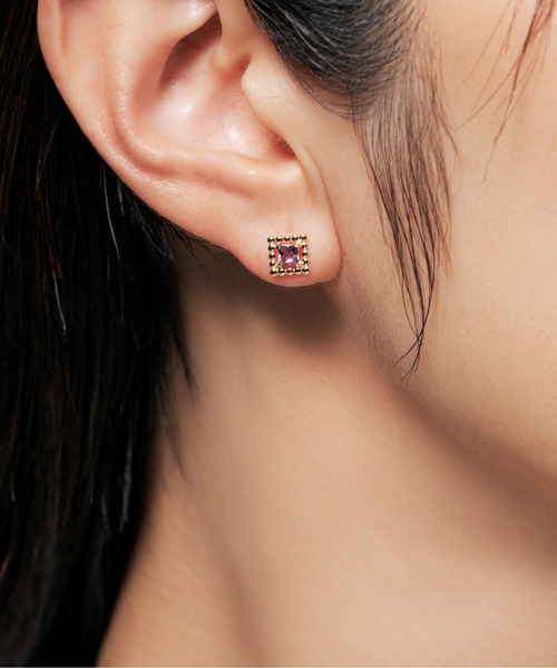 Jewel closet by L&Coスクエアカラーストーンピアス美品k10 Jewel closet by L&Co. ピアス K10 スクエア カラーストーン ピアス