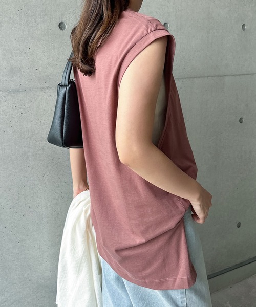 夏秋お出かけ♪オーバーサイズノースリーブトップス♪デートにもおすすめ♪ andme tシャツ オーバーサイズロング丈ノースリーブトップス