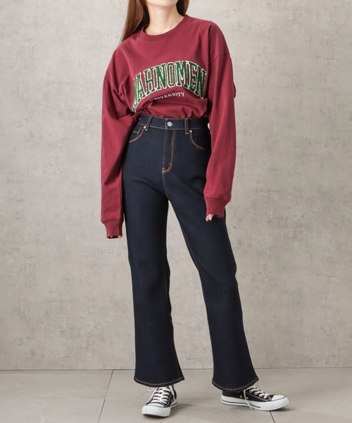 着画　navy used flare denim フレアデニム ストレートデニム ストレッチデニムフレアパンツ デニムパンツ ジーンズ LOVER