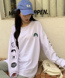 ARCADE tシャツ 春服 韓国風 オーバーサイズ 袖プリント ロンT