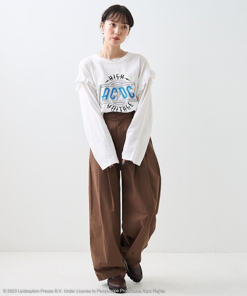 FREAK'S STORE tシャツ ACDC HIGH VOLTAGE フリル ロンT
