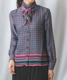 ナラカミーチェ（NARACAMICIE）/【NARACAMICIE】サテン幾何スカーフ付きブラウス NARACAMICIE（ナラカミーチェ） ブラウス シャツ 「NARACAMICIE