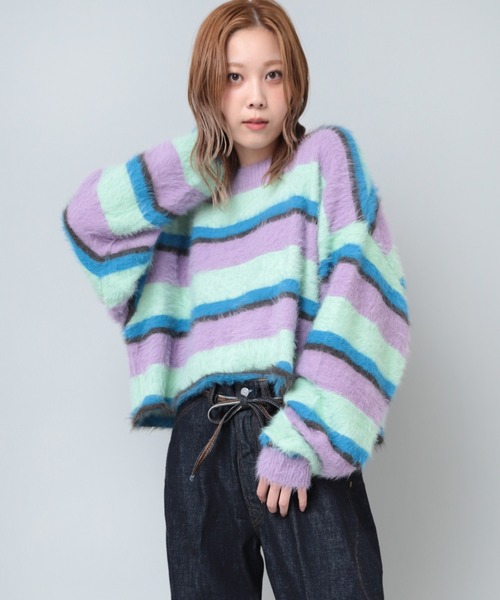 RNA（アールエヌエー） ニット セーター K2659 シャギーボーダー