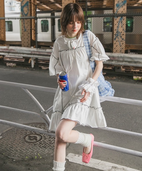 forksy. tシャツ 「forksy.」フレアスリーブフリルメロー
