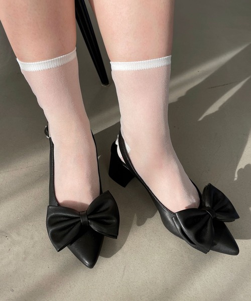 Heather リボンヒールサンダル　黒 楽天市場】【SALE／66%OFF】リボンヒールサンダル Heather