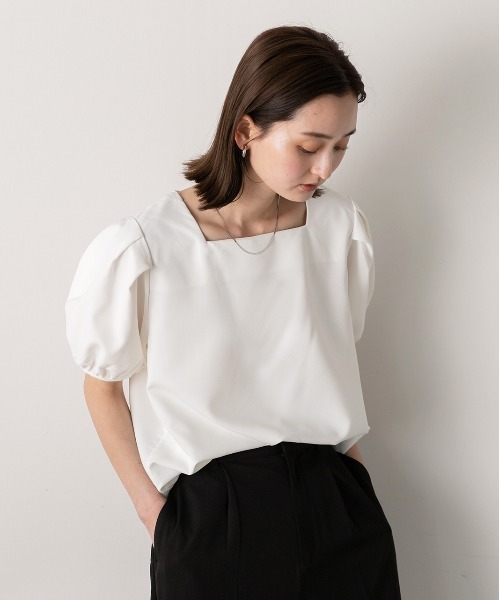 ad thie（アドティエ） ブラウス シャツ 半袖 パフスリーブ 半袖