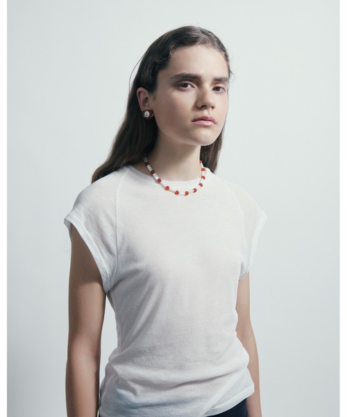 tシャツ 「IRIS 47」sheer capsleeve tops　シアー キャップスリーブトップス レディース