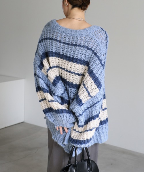 select MOCA（セレクトモカ） カーディガン マルチボーダーニット