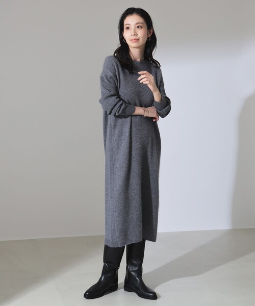Demi-Luxe BEAMS ワンピース フラッフィ クルーネック ニット 