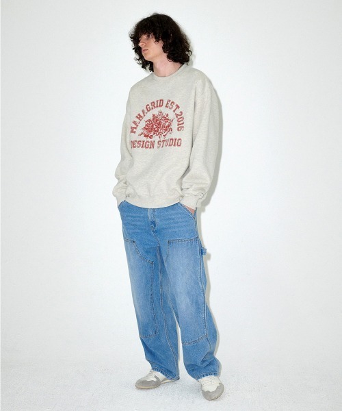 トレーナー スウェット 「mahagrid/マハグリッド」 ROSE VARSITY SWEATSHIRT/ローズ ヴァーシティ スウェットシャツ レ セール】『mahagrid/マハグリッド』 ROSE VARSITY SWEATSHIRT