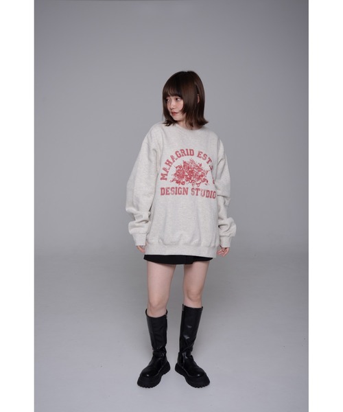 トレーナー スウェット 「mahagrid/マハグリッド」 ROSE VARSITY SWEATSHIRT/ローズ ヴァーシティ スウェットシャツ レ MAHAGRID トレーナー スウェット 「mahagrid/マハグリッド