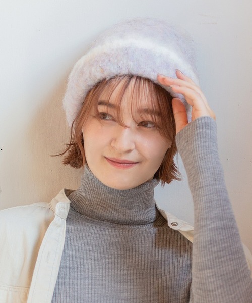 14+ ニット帽 ニットキャップ MIXモヘア糸ワッチ レディース