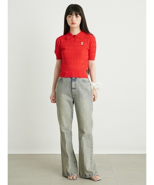 LILY BROWN 「LILY BROWN」 半袖ニット ONE SIZE レッド