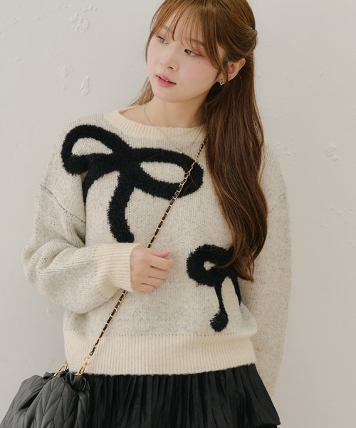 ANOTHER BRANCH OLIVE des OLIVE ニット フェザーリボンニット